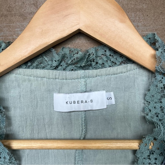 Kubera S. Lace Ruffle Mini Dress Whimsy Goth Western Prairie Boho Blue Womens S - Picture 4 of 4